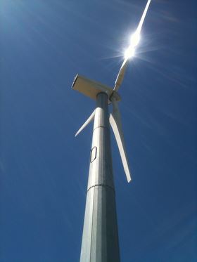 a turbine at Lulworth Wind Farm